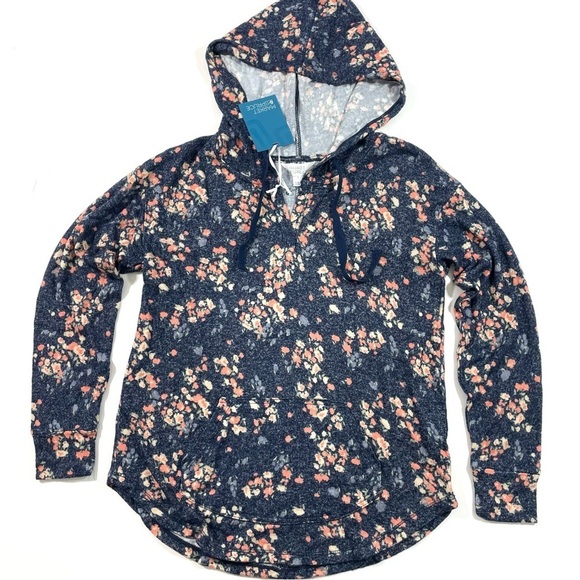 New Market & Spruce Kallon Brush Knit Shirt Hooded Floral - Picture 3 of 8